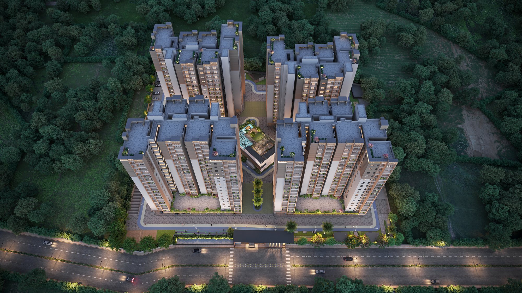 Habulus Tranquil aerial view at night